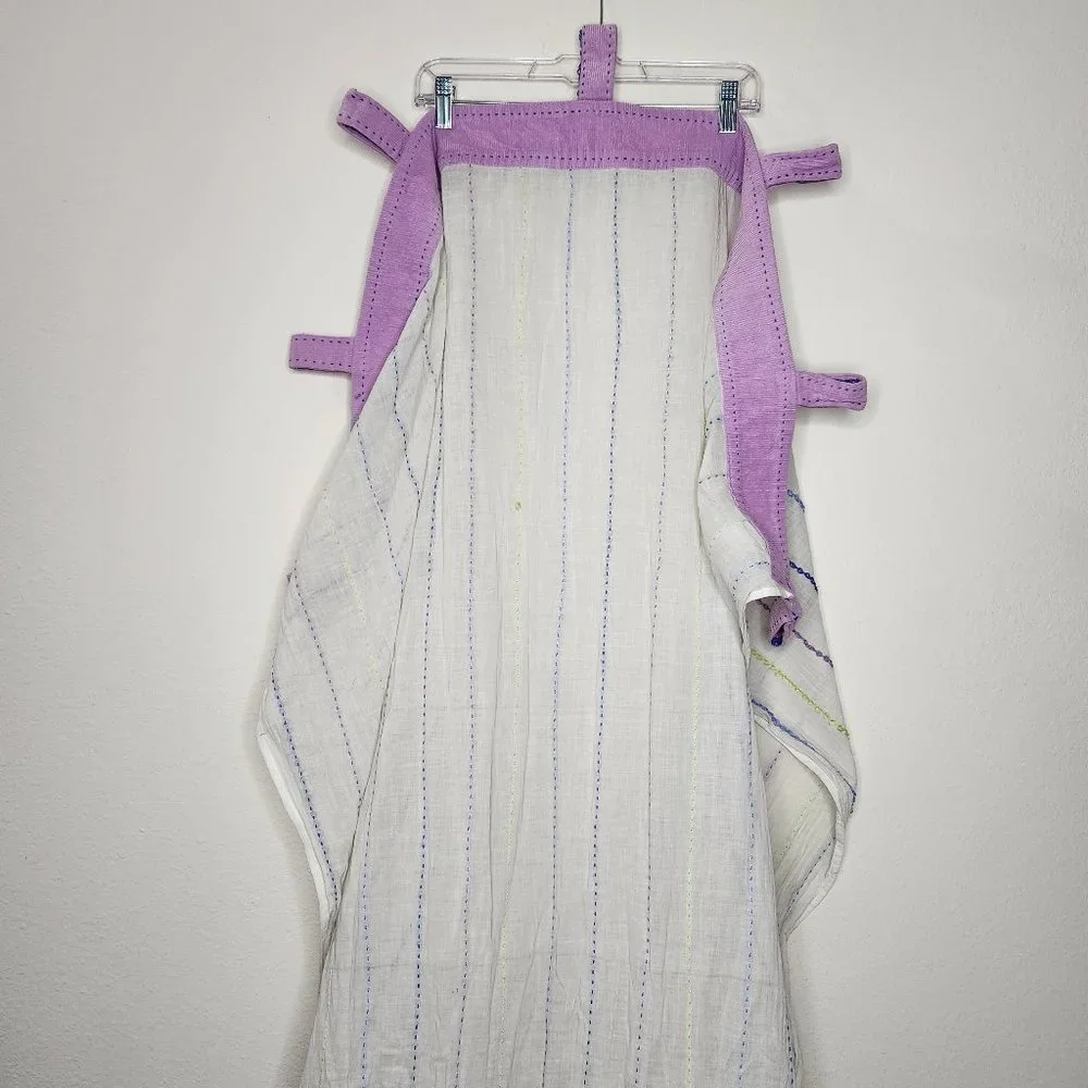 2 Set Target Colorful Girls Sheer White Purple Corduroy Trim Curtains